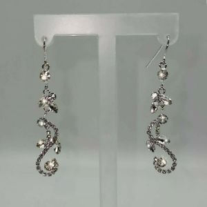 Cezanne Crystal Silver Ivy Fish Hook Earrings